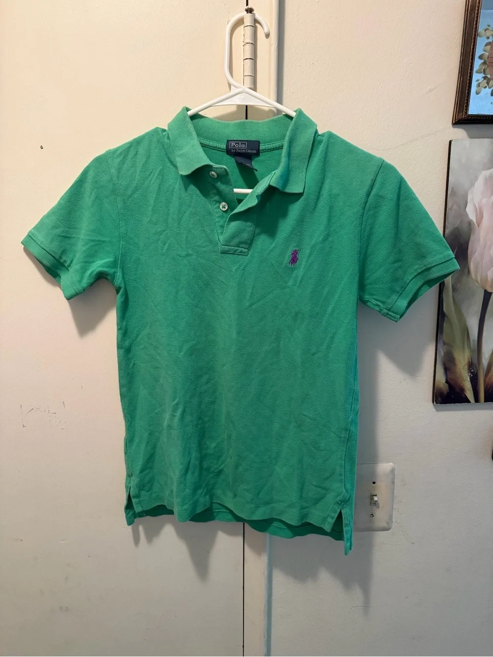 Ralph Lauren Bright Green Short-Sleeve Polo with Blue Logo